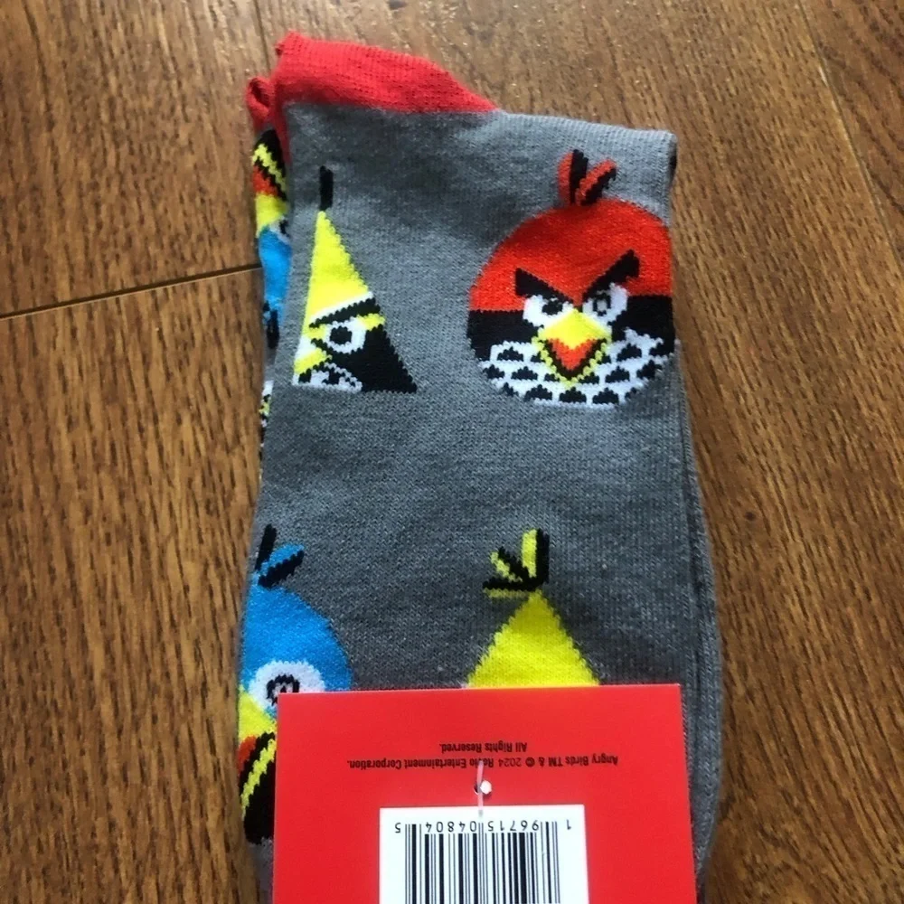 Angry Birds grey face print crew socks